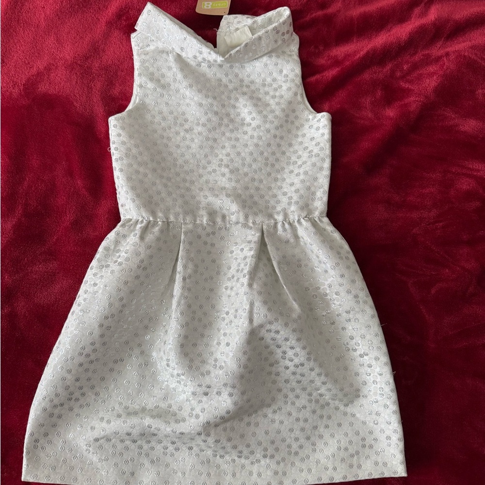 off white dress - silver & white dots. Crazy8 size 7 dress.